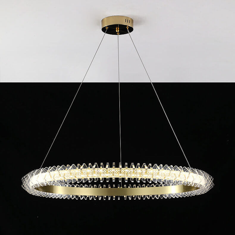 Contemporary Luxury Aluminum Acrylic Circle Ring LED Chandelier For Living Room