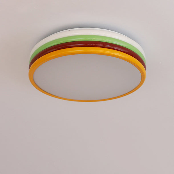 Contemporary Scandinavian Macron Iron Disc Splicing LED Flush Mount Ceiling Light For Bedroom