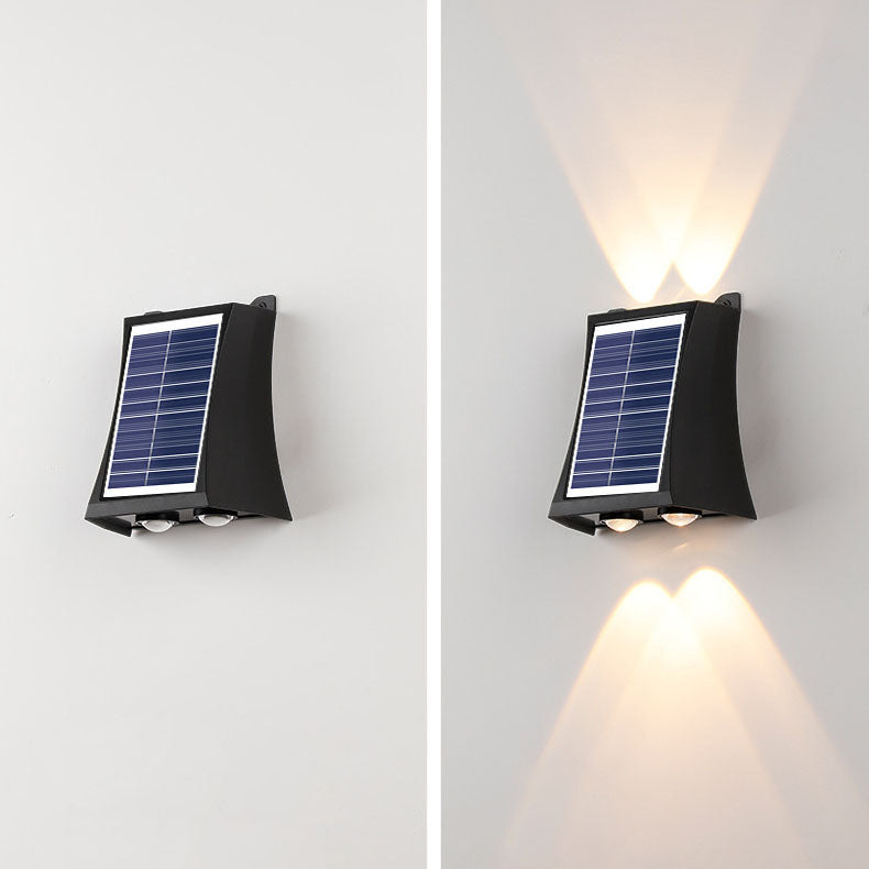 مصباح جداري LED مقاوم للماء بالطاقة الشمسية بتصميم بسيط حديث مصنوع من ABS وPMMA للمساحات الخارجية مثل الفناء 