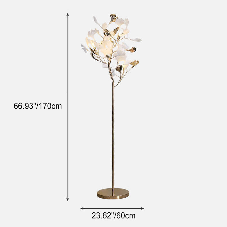 Nordic Romantic Ginkgo Leaf Decorative Iron 5-Light Standing Floor Lamp