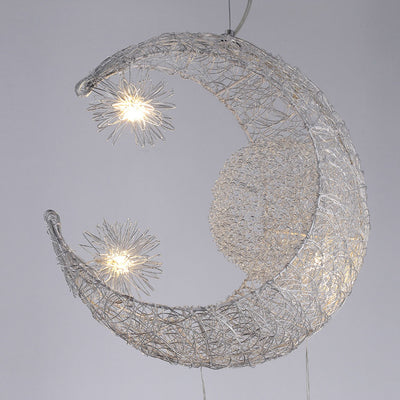 Contemporary Creative Aluminum Moon Stars Shade 5-Light Chandelier For Living Room