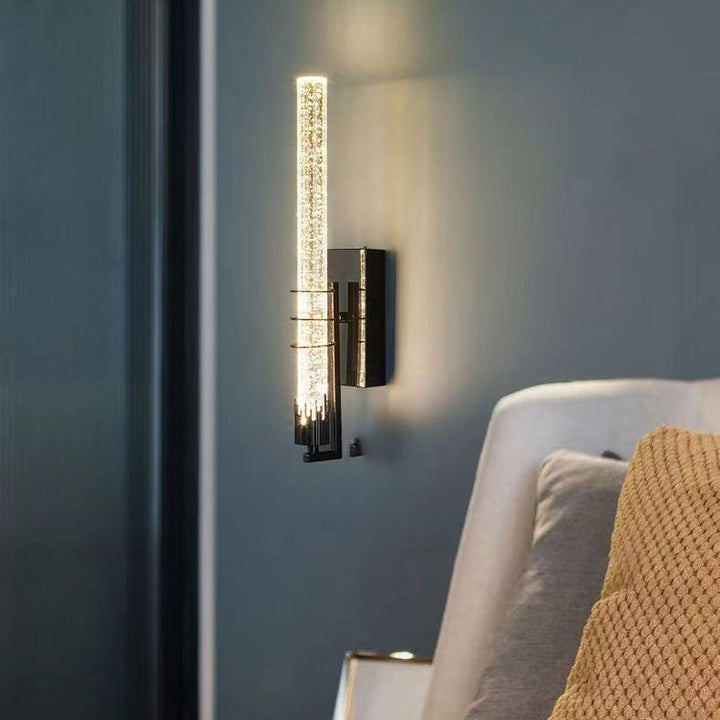 Applique murale contemporaine en fer cylindrique de luxe en cristal LED pour salon 