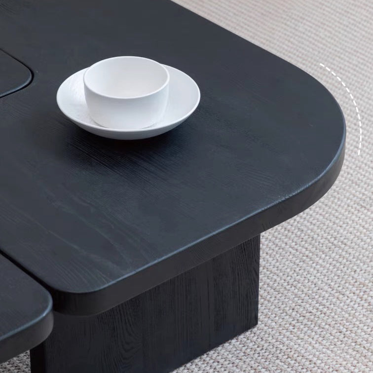 Mesa de café cuadrada contemporánea de combinación de madera de pino y fresno para sala de estar 