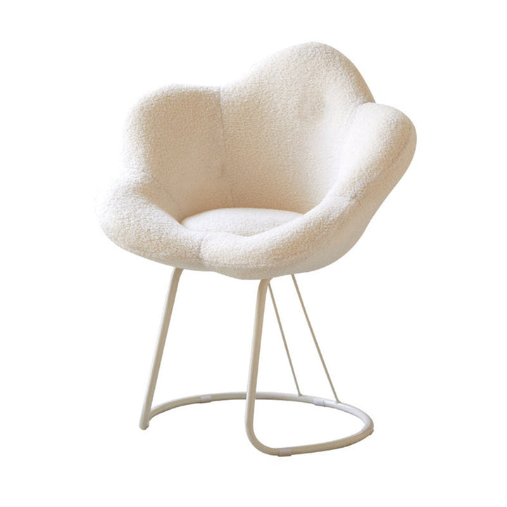 Tabouret de coiffeuse moderne minimaliste rond en métal avec dossier sans accoudoirs en laine d&