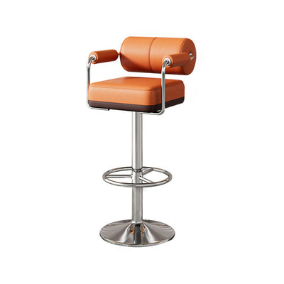 Tabouret de bar cylindrique carré en alliage d'aluminium éponge en cuir minimaliste moderne avec dossier et accoudoir pour cuisine 