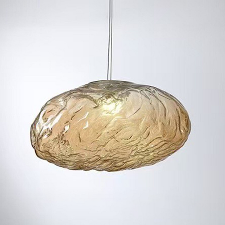 Lámpara colgante contemporánea escandinava irregular de vidrio semirredondo de 1 luz para sala de estar 