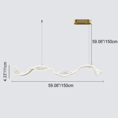 Zeitgenössische Luxus Acryl Wellpappe Flattern Band Hardware LED Insel Licht Pendelleuchte Für Wohnzimmer 