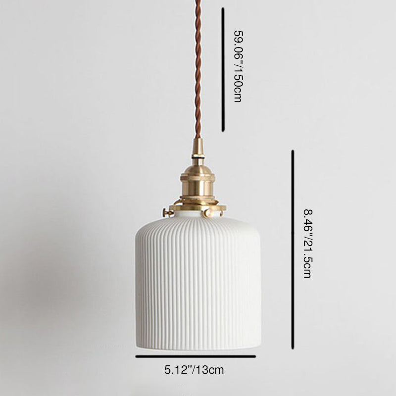 Lumière suspendue en forme de pot à longueur réglable avec 1 ampoule en céramique texturée 