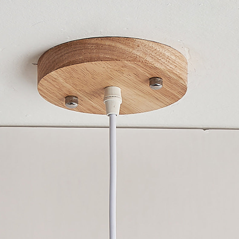 Lustre suspendu contemporain scandinave Cylindre Spaceman en bois et verre à 1 lumière pour salle à manger 