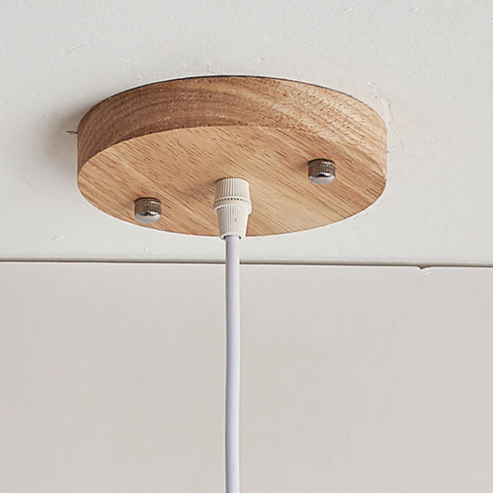 Lustre suspendu contemporain scandinave Cylindre Spaceman en bois et verre à 1 lumière pour salle à manger 