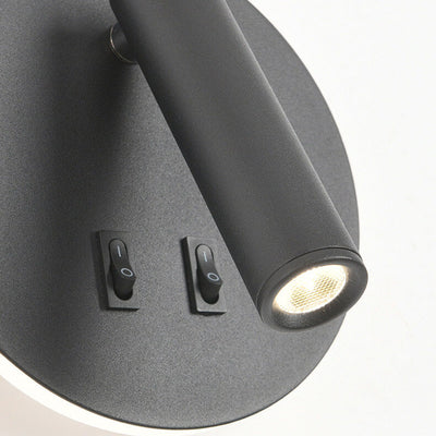 مصباح حائط LED دائري من الألومنيوم والحديد بتصميم بسيط وحديث لغرفة النوم 