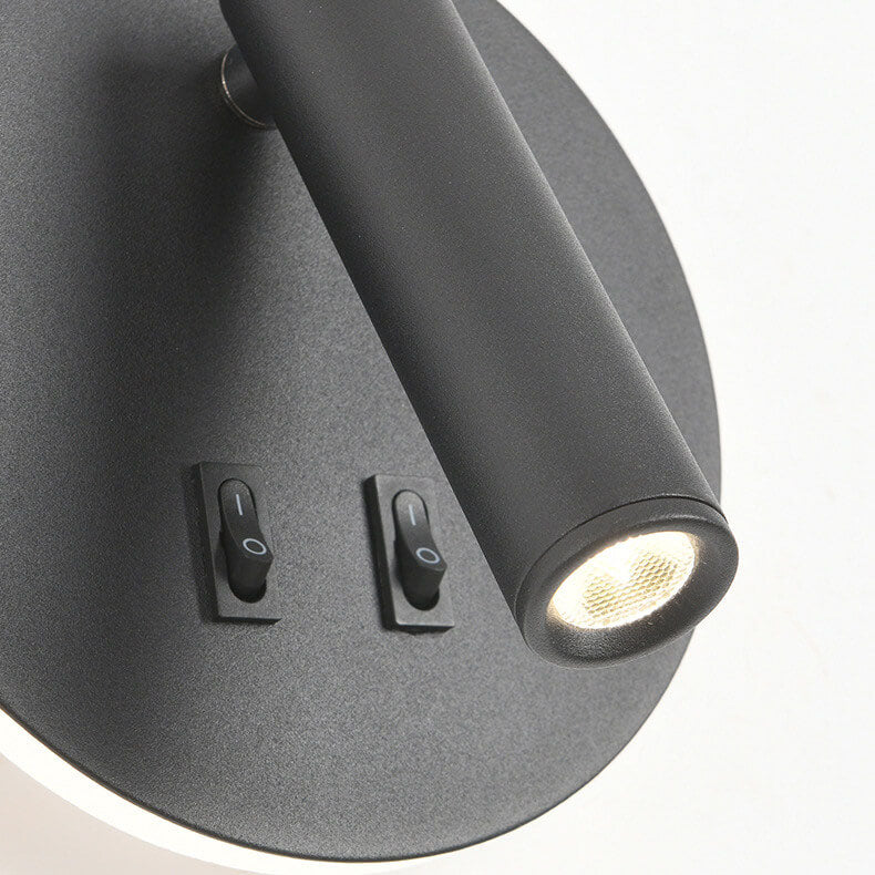مصباح حائط LED دائري من الألومنيوم والحديد بتصميم بسيط وحديث لغرفة النوم 