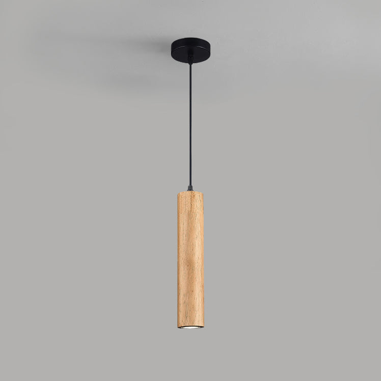 Moderne minimalistische LED-Pendelleuchte aus Eichenholz in Zylinderform für Wohnzimmer &amp; Schlafzimmer 