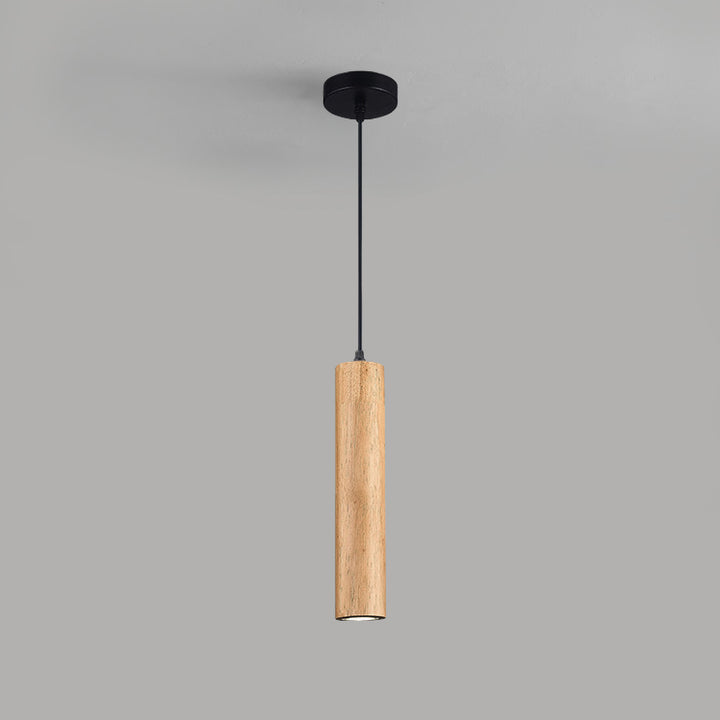 Moderne minimalistische LED-Pendelleuchte aus Eichenholz in Zylinderform für Wohnzimmer &amp; Schlafzimmer 