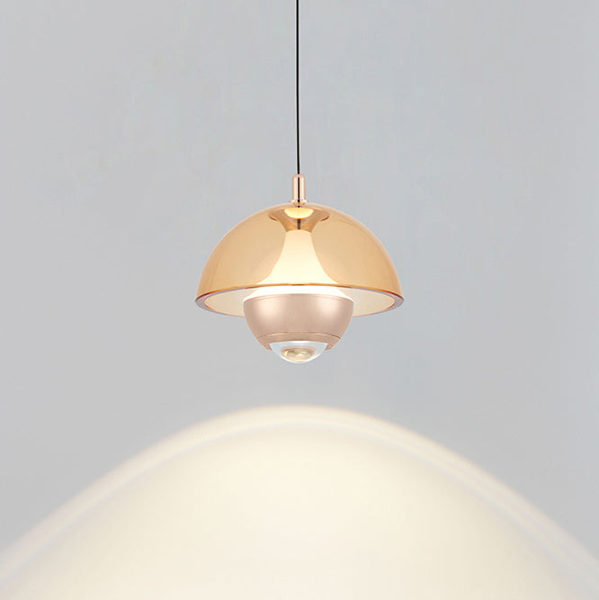 Moderne Einfachheit Hemisphäre Liftable Aluminium Acryl LED Pendelleuchte für Esszimmer 