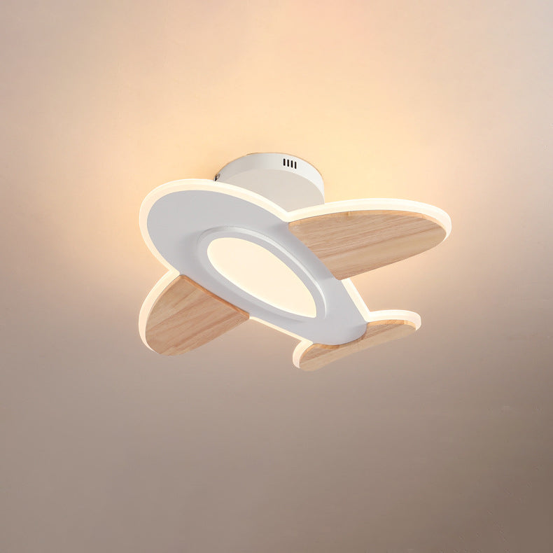 Modern Art Deco Airplane Shaped Acrylic Iron LED Semi-Flush Mount Ceiling Light For Living Room