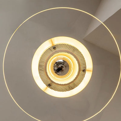 Zeitgenössische nordische runde fliegende Untertasse Kegel Hardware Glas 1-Licht Pendelleuchte für Wohnzimmer 