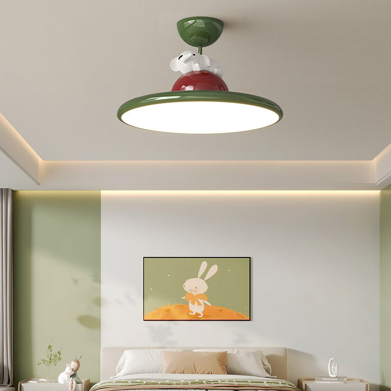 Plafonnier semi-encastré en fer acrylique LED Panda éléphant créatif contemporain pour chambre à coucher 