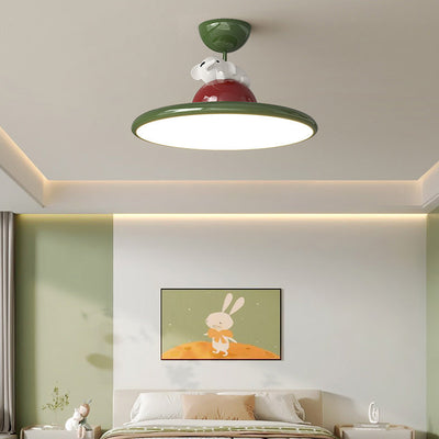 Zeitgenössische kreative Cartoon Panda Elefant Eisen Acryl LED Semi-Flush Mount Deckenleuchte für Schlafzimmer 