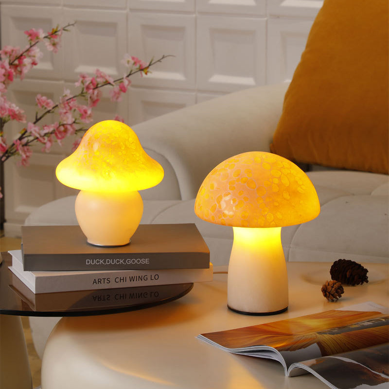 Modern Art Deco Skinny Spotted Mushroom Glass 1-Light Table Lamp For Bedroom