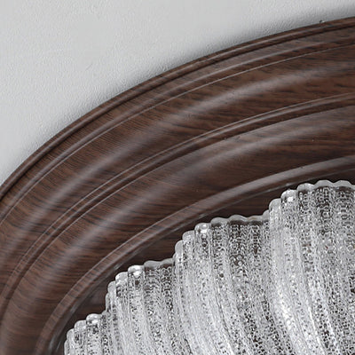 ضوء سقف مثبت بمصابيح LED بتصميم دائري تقليدي قديم من الكريستال والزجاج والحديد مع حبيبات خشبية للماء لغرفة المعيشة 