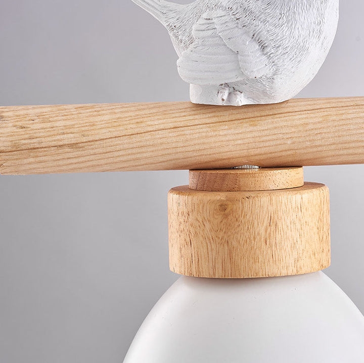 Lustre contemporain scandinave rond en bois de fer et résine à 3 lumières pour salle à manger 
