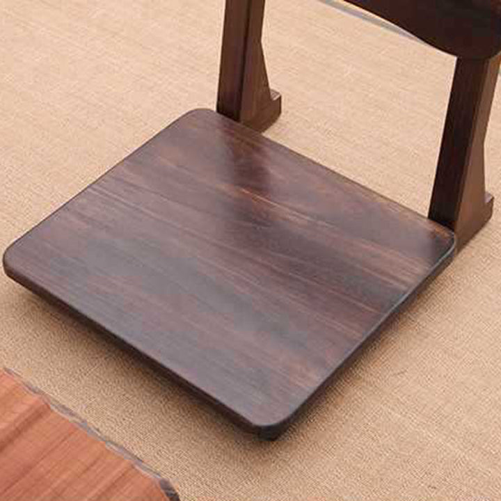 Traditioneller japanischer quadratischer Paulownia-Holz-Baumwoll-Leinenstuhl Tatami-Rückenlehne für den Unterhaltungsraum 