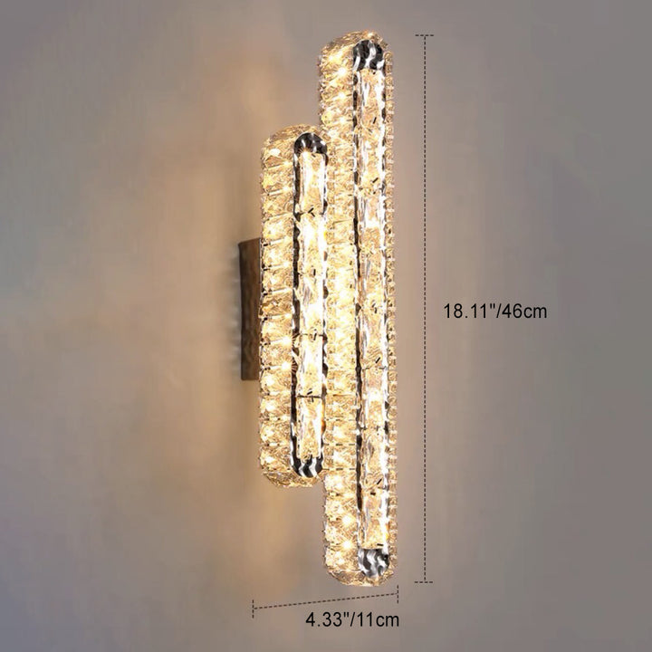 Modern Luxury Stainless Steel Crystal Elliptical Strip LED Wall Sconce Lamp For Living Room