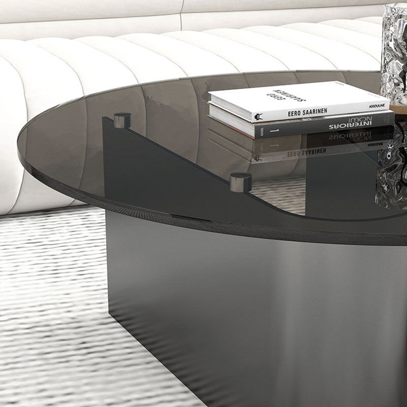 Moderner minimalistischer runder quadratischer Couchtisch aus Glas, Steinplatte und Karbonstahl mit 1 Ebene für das Wohnzimmer 