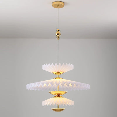 Modern Art Deco Pleated Round Acrylic Iron LED Chandelier For Living Room