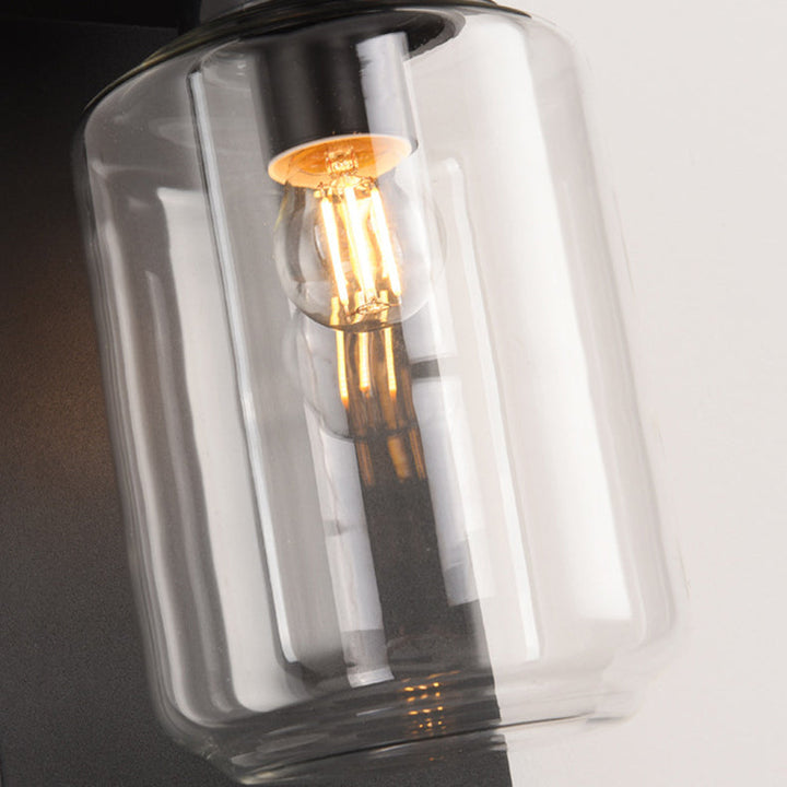 Lampe murale contemporaine industrielle étanche en acier inoxydable solaire avec cylindre en verre à 1 lumière pour patio extérieur 