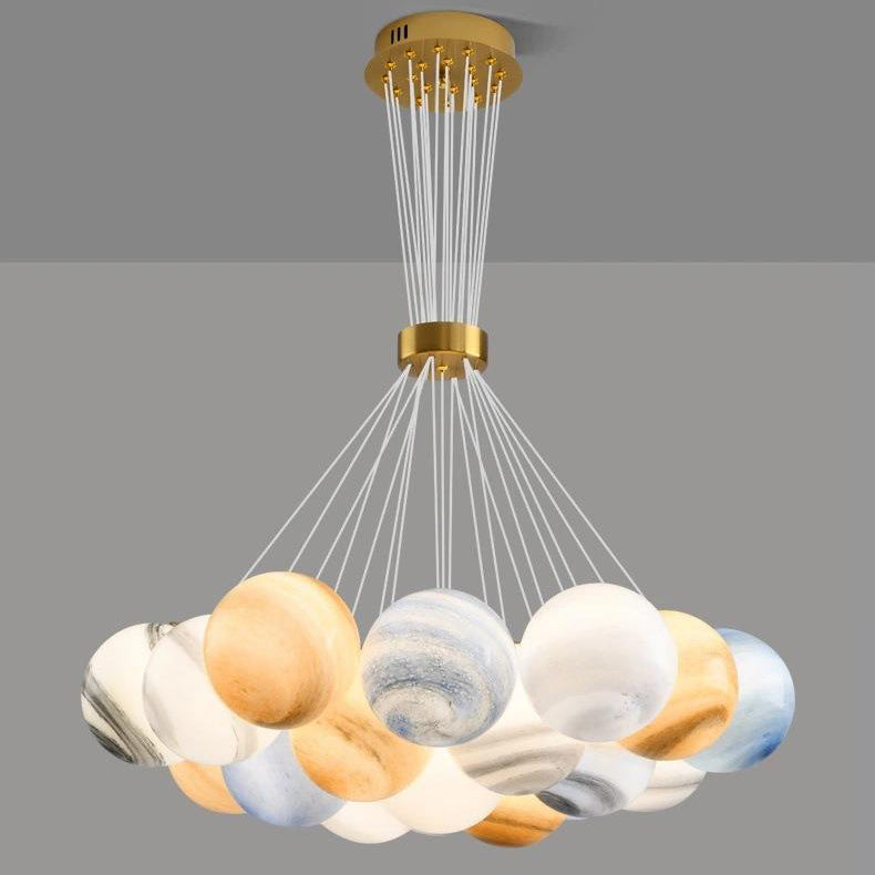 Zeitgenössischer kreativer Mondglas-Kronleuchter mit 7/13/19 Lichtern für Wohnzimmer 