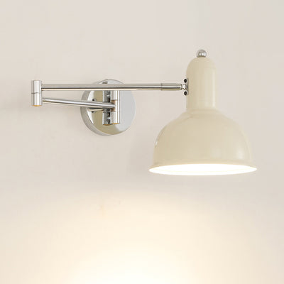 Applique murale contemporaine scandinave en fer métallique rond hémisphérique à bras réglable 1 lumière pour chevet 