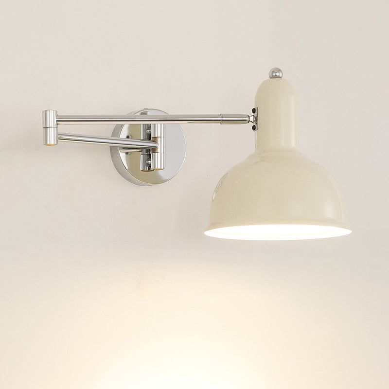 Applique murale contemporaine scandinave en fer métallique rond hémisphérique à bras réglable 1 lumière pour chevet 