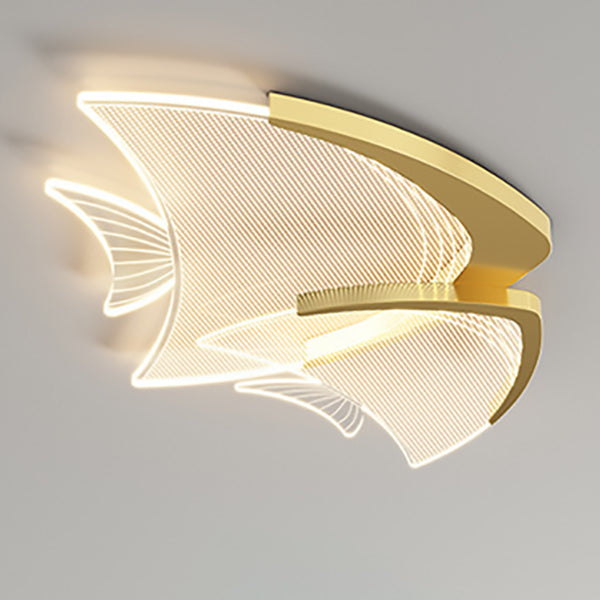 Modern Art Deco Fish Acrylic Aluminum LED Flush Mount Ceiling Light For Bedroom