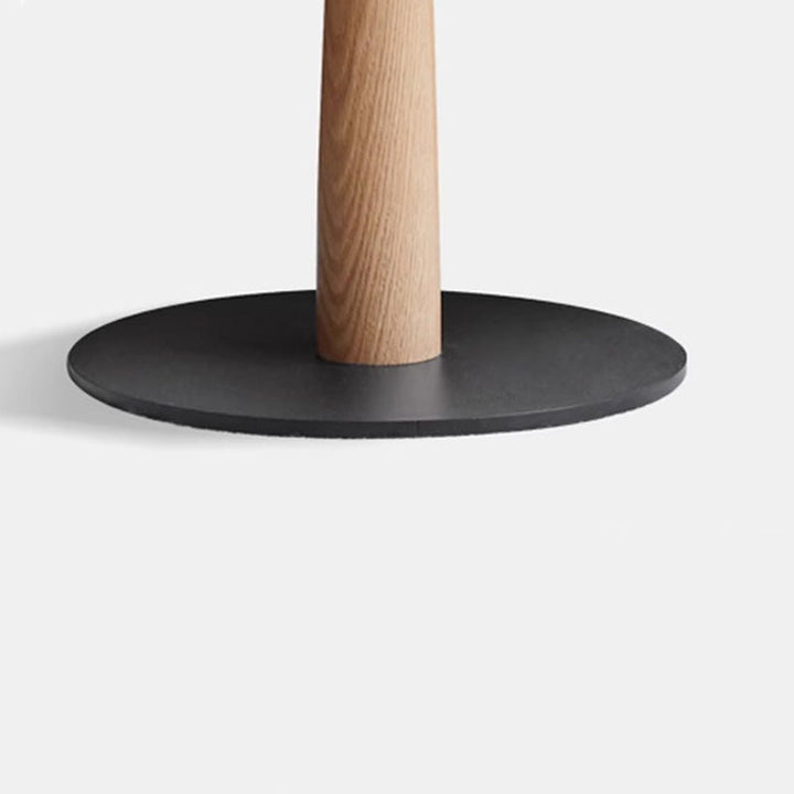 Traditional Rustic Round Oak Wood Iron Side Table For Living Room