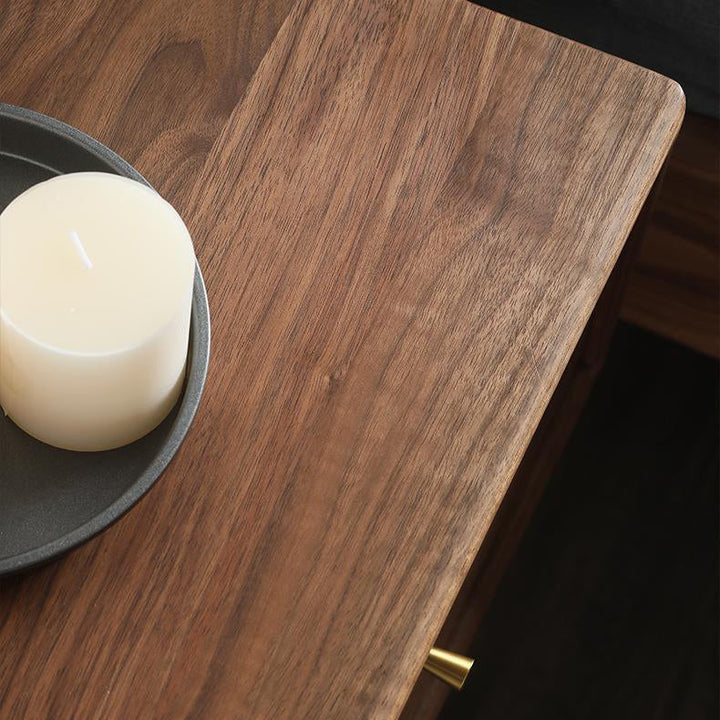 Mesa auxiliar rectangular tradicional de madera de nogal francesa con 1 cajón para sala de estar 
