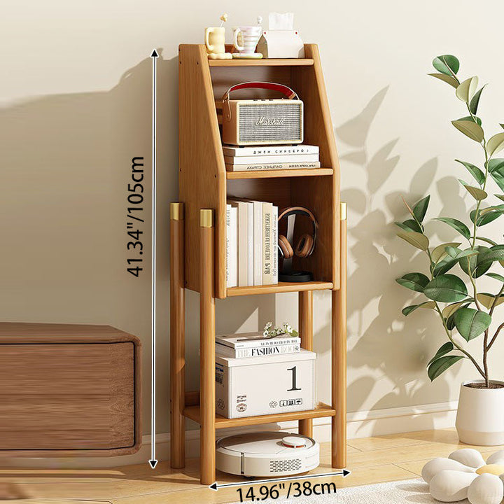 Traditional Vintage Bamboo Fiberboard Multi-functional Storage Sideboard 3/4-Tier Display Rack With Drawer For Home Office