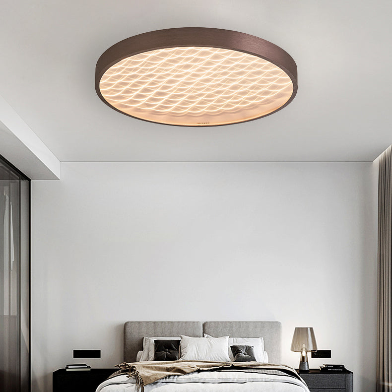 Lumière de plafond affleurante LED en aluminium acrylique ondulé rond contemporain pour chambre 