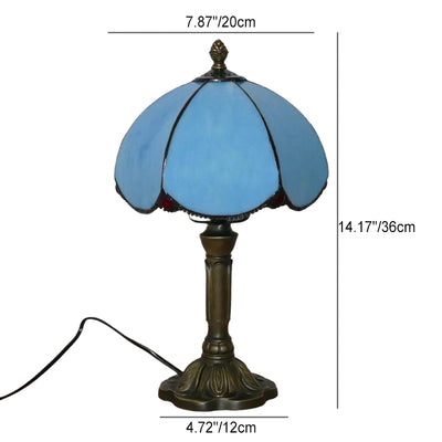 European Simple Tiffany Blue Glass Petal Design 1-Light Table Lamp