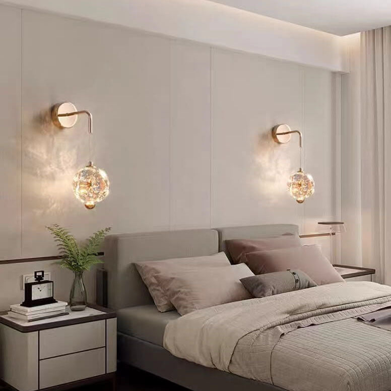 Lámpara de pared de cristal LED de hardware moderno de lujo para dormitorio 