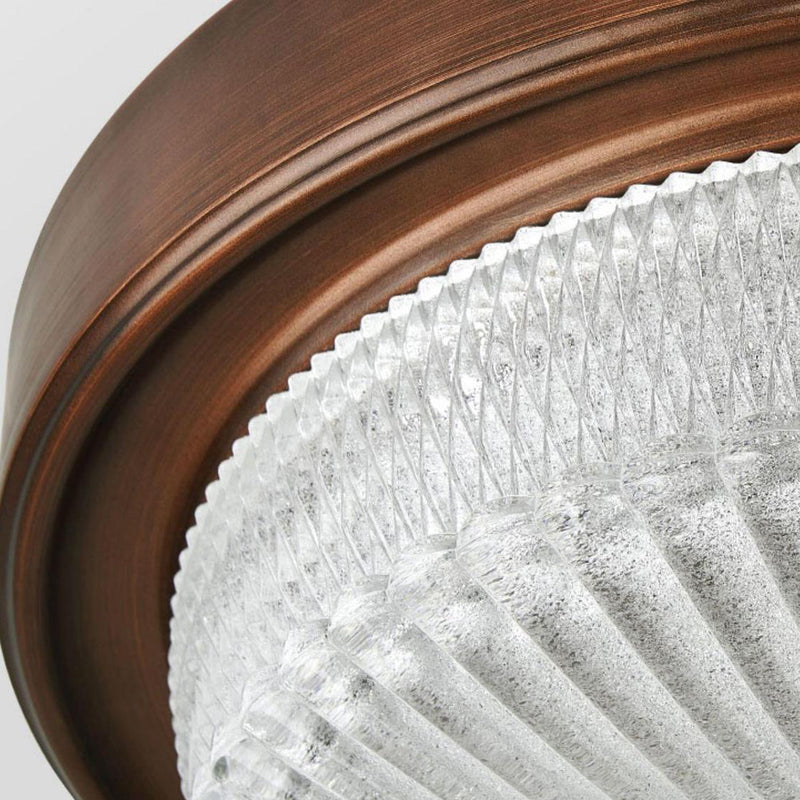 Zeitgenössische Retro Glas Eisen Runde Frosted Stripe 2/3/4 Licht Unterputz Deckenleuchte für Wohnzimmer 
