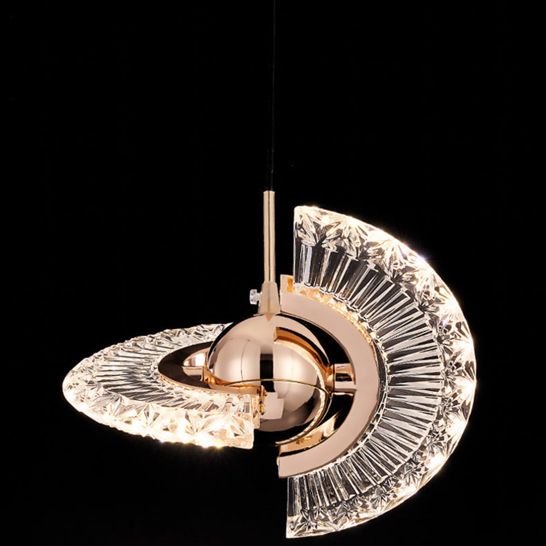 Lustre LED contemporain de luxe avec abat-jour en acrylique rotatif en forme de croix pour salon 