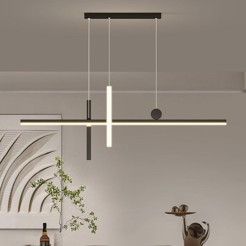 Moderne minimalistische Streifen Kegel Kreis Eisen Acryl LED Kronleuchter Insel Licht für Esszimmer 