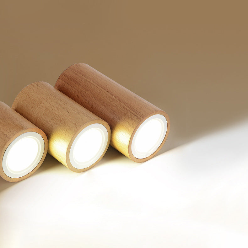 Nordic Creative Log Wood Tube LED Flush Mount Ceiling Light