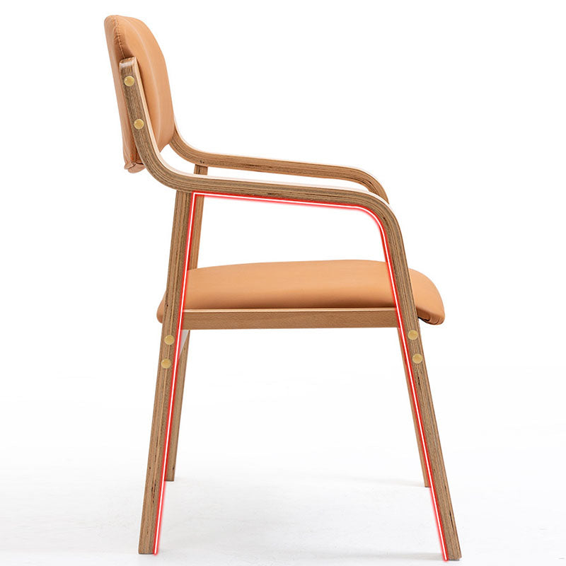 Chaise de salle à manger en tissu moderne simplicité bois éponge carrée dossier accoudoir pour salle à manger 