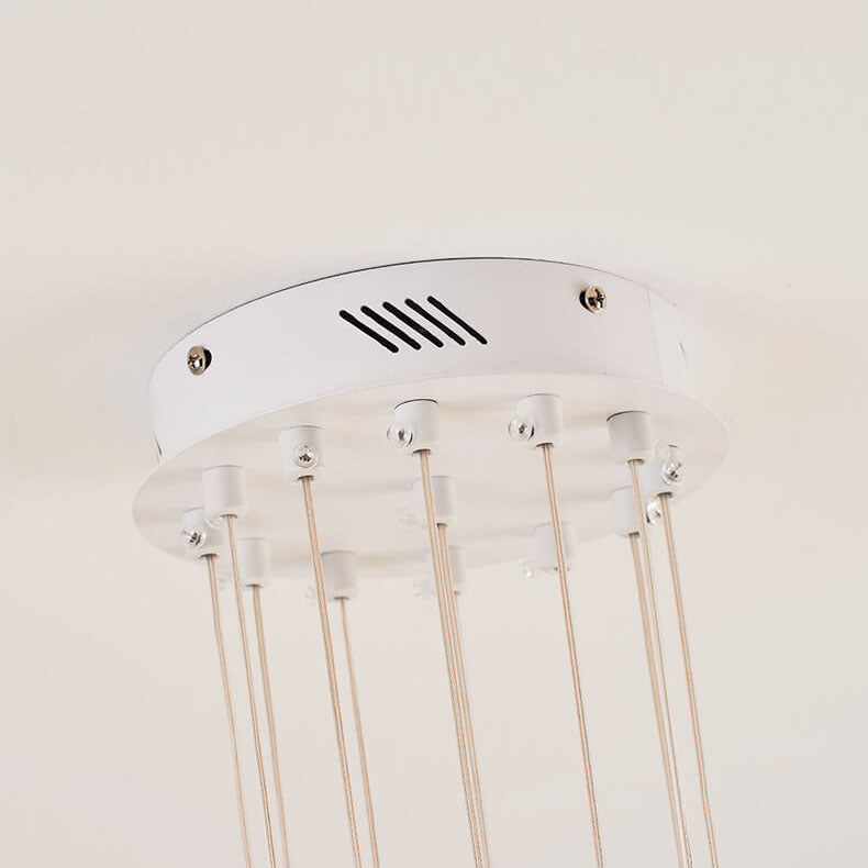 Nordic Minimalist White Mushroom Iron PE 7-Light Island Light Chandelier