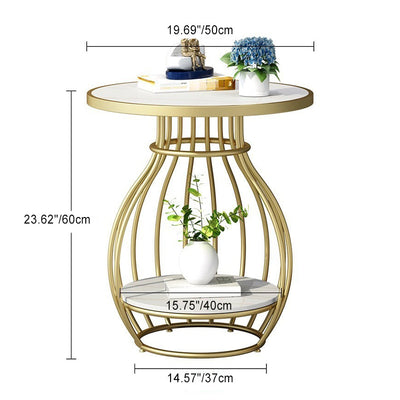 Table basse ronde contemporaine en forme de cage à oiseaux en métal inoxydable ardoise pour salon 