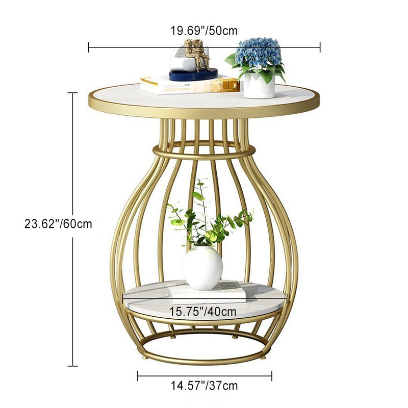 Table basse ronde contemporaine en forme de cage à oiseaux en métal inoxydable ardoise pour salon 