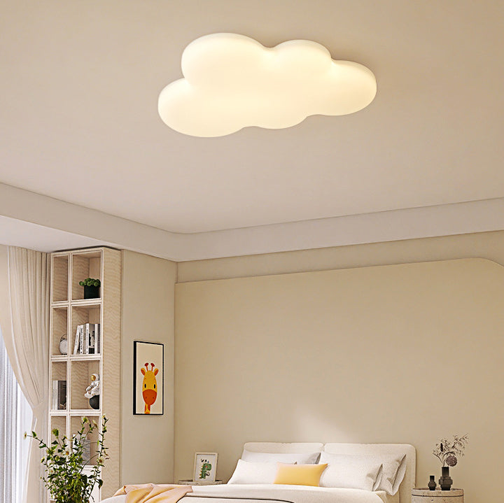 Luz de techo empotrada LED de acrílico y madera de caucho con forma de nube minimalista moderna para dormitorio 